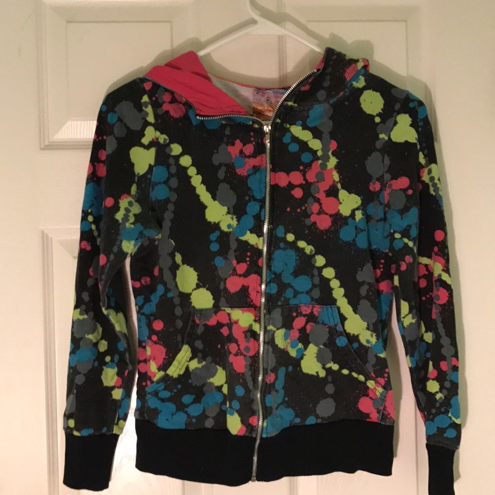 Cropped Splatter Paint Hoodie-Size XS